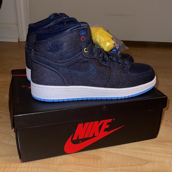 Air Jordan Denim 1 Retro High BG Size 5 - Picture 9 of 9